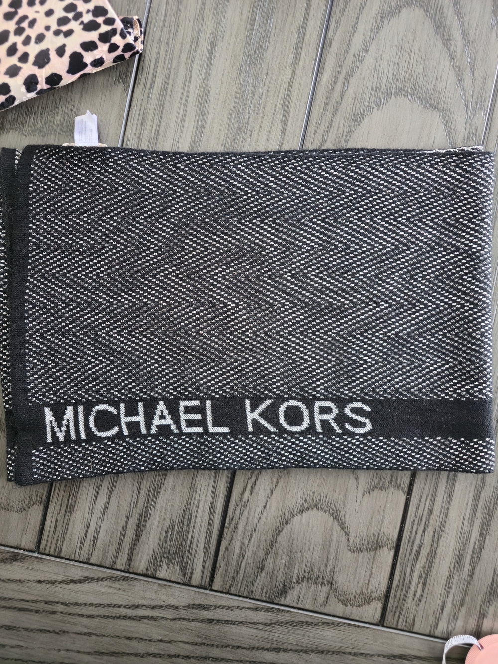 Michael Kors Black and White Logo Scarf